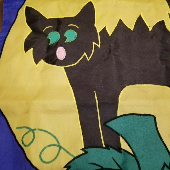 Vintage HALLOWEEN Jack O Lantern BLACK CAT Full Moon Garden Flag NWT House Decor - Picture 8 of 12